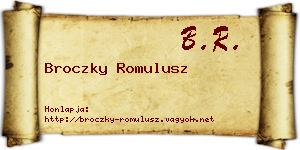 Broczky Romulusz névjegykártya